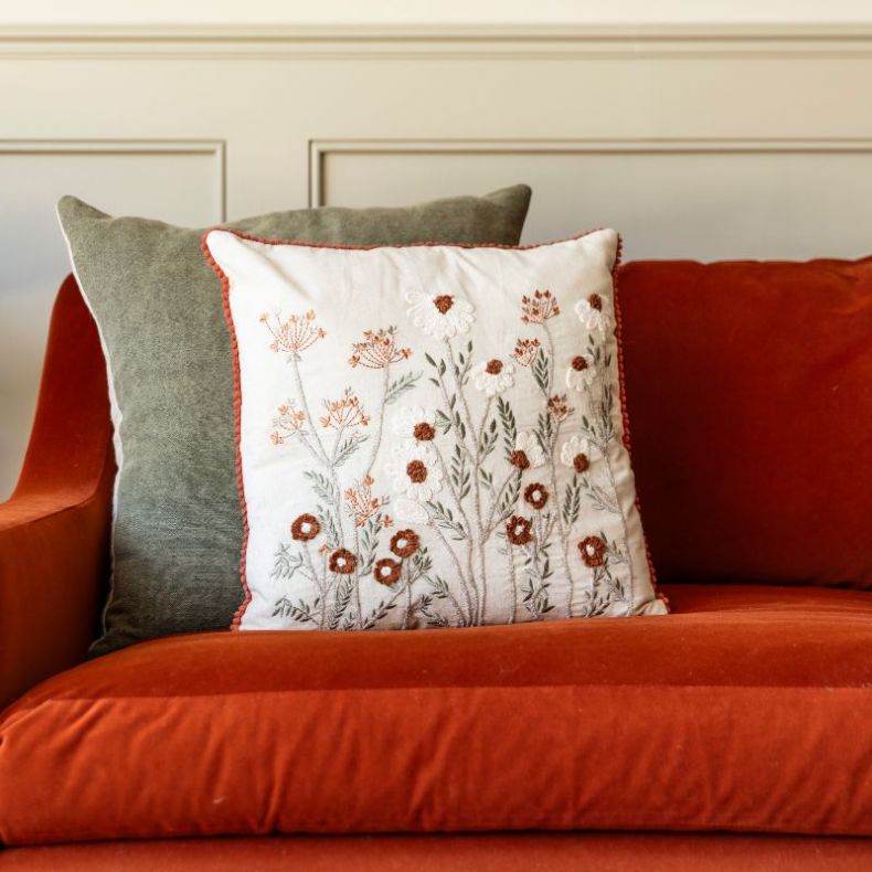 Ambleside Embroidered Cotton Cushion