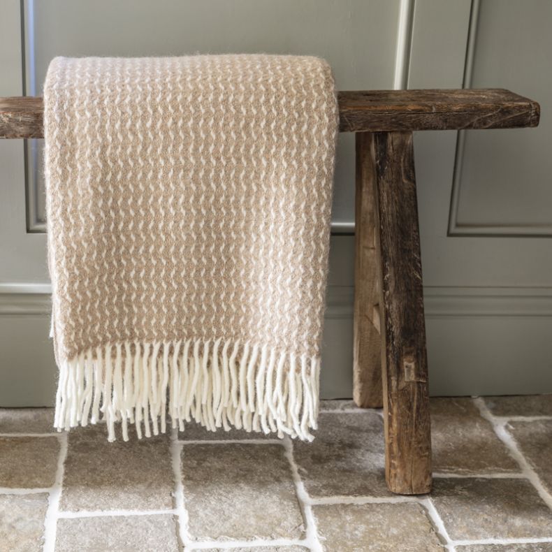 National Trust Leaf Weave Throw, Oatmeal