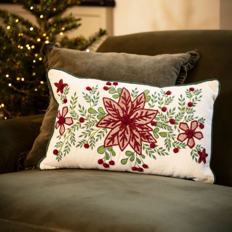 National Trust Poinsettia Oblong Cushion