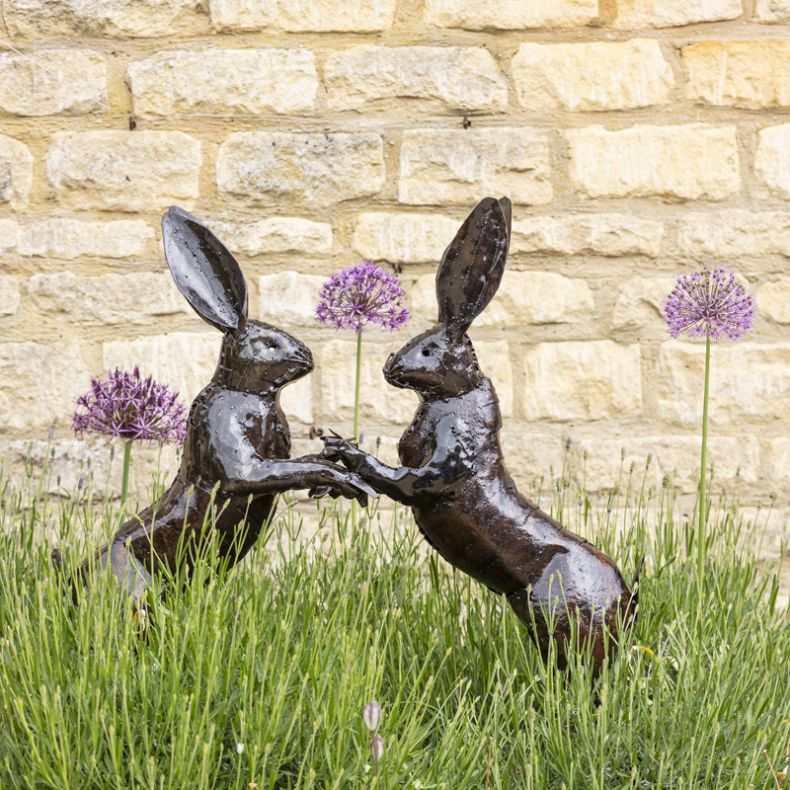 Standing Hares Sculpture