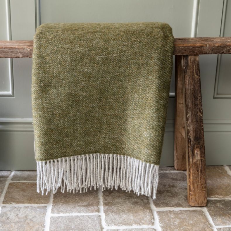 National Trust Reversible Throw, Olive and Grey