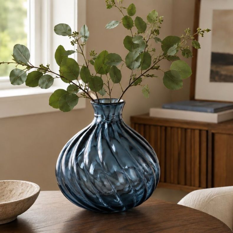 Recycled Glass Vase, Teal