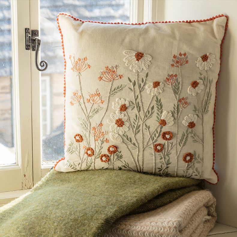 Ambleside Embroidered Cotton Cushion