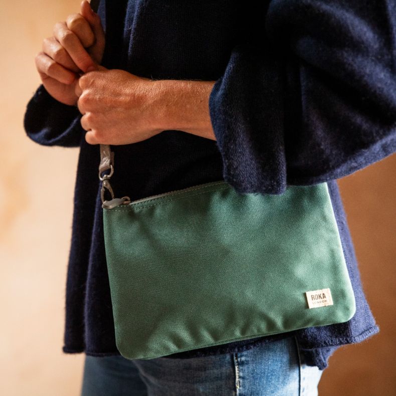 ROKA London Carnaby XL Cross Body Bag in Sage