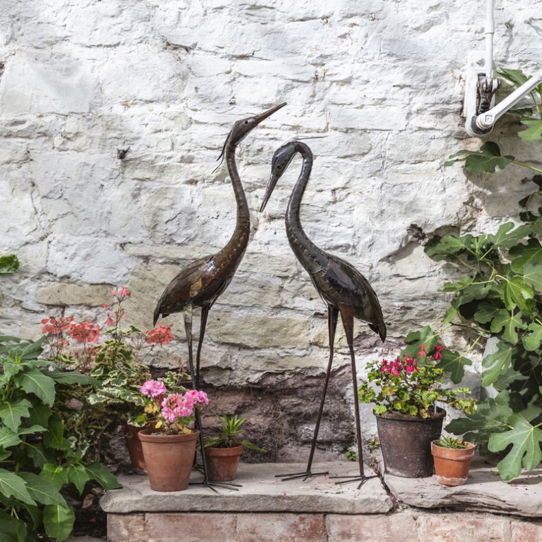 Feathered Heron Sculpture, Neck Down Pose