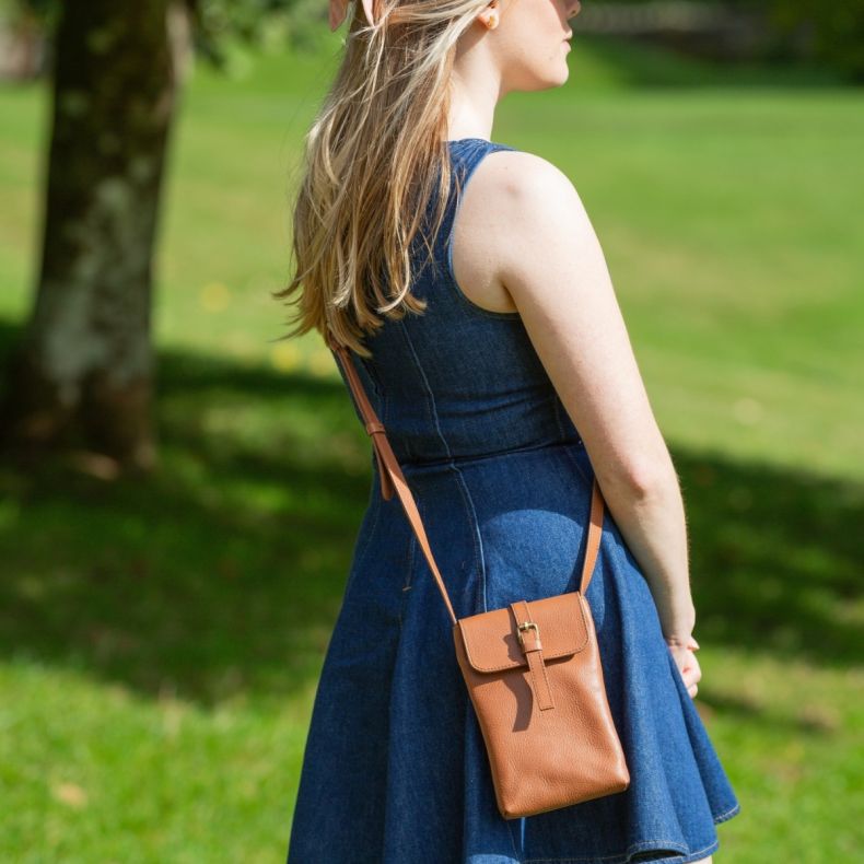 National Trust Leather Mini Cross Body Bag Tan