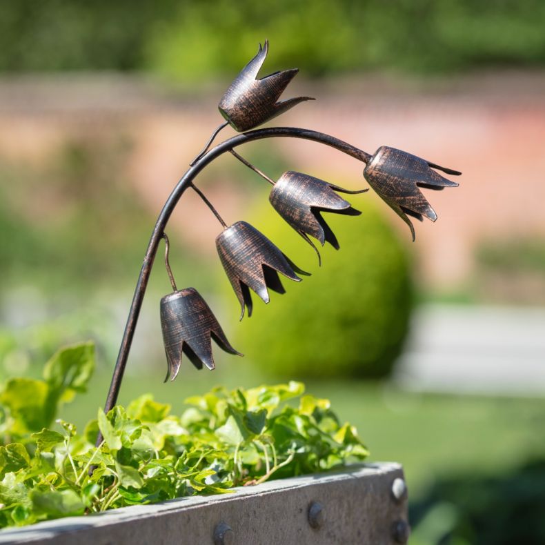 Recycled Metal Bluebell Garden Stake, Set of 2