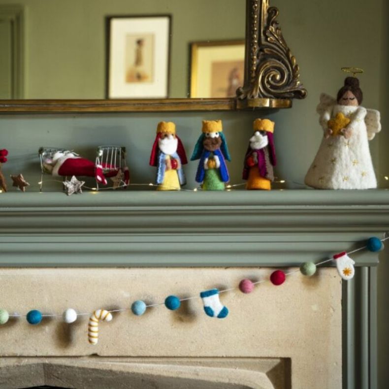 Winter garland Christmas garland on a mantle