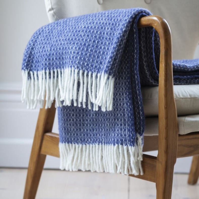 National Trust Riverweave Throw, Crown Blue