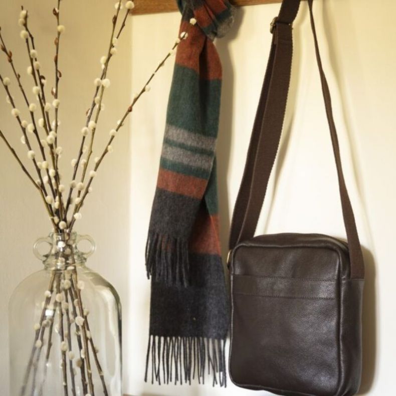 National Trust Orange Multi Lambswool Woven Striped Scarf