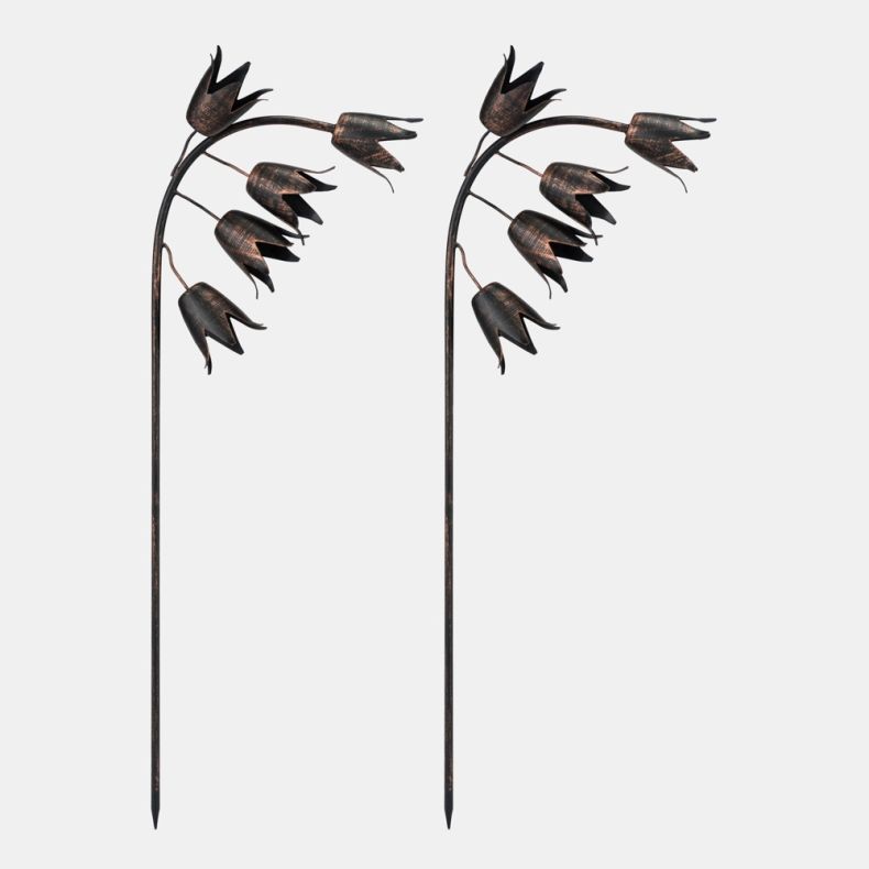 Recycled Metal Bluebell Garden Stake, Set of 2