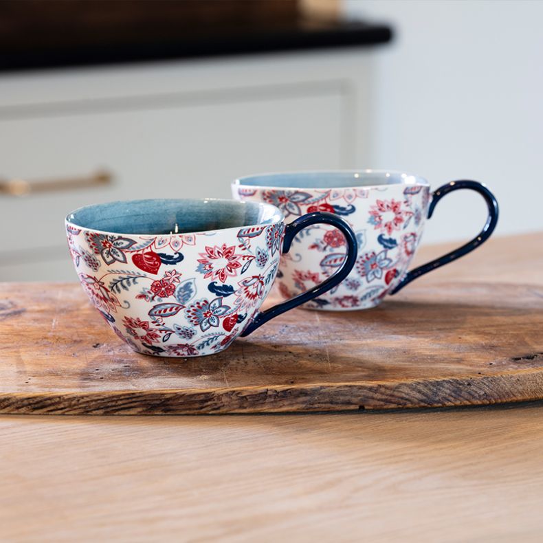 Trailing Floral Mug, Blue