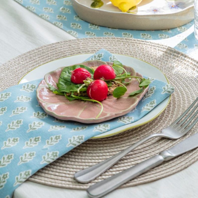 Stoneware Flower Plate, Pink