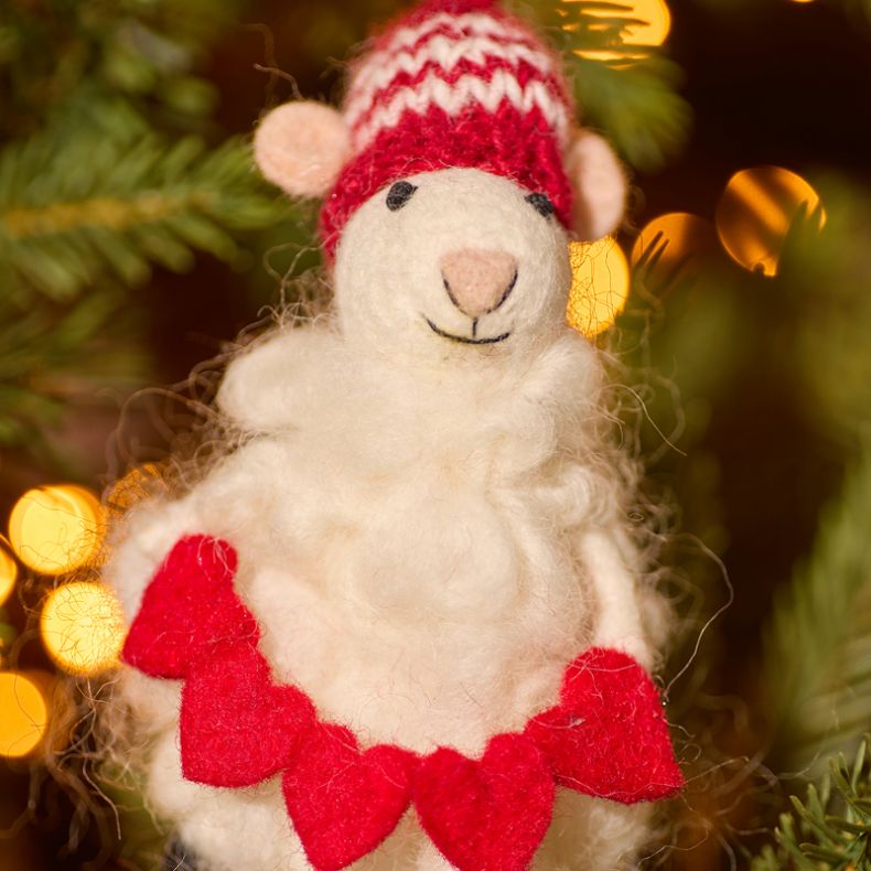Namaste Hanging Felt Woolly Sheep